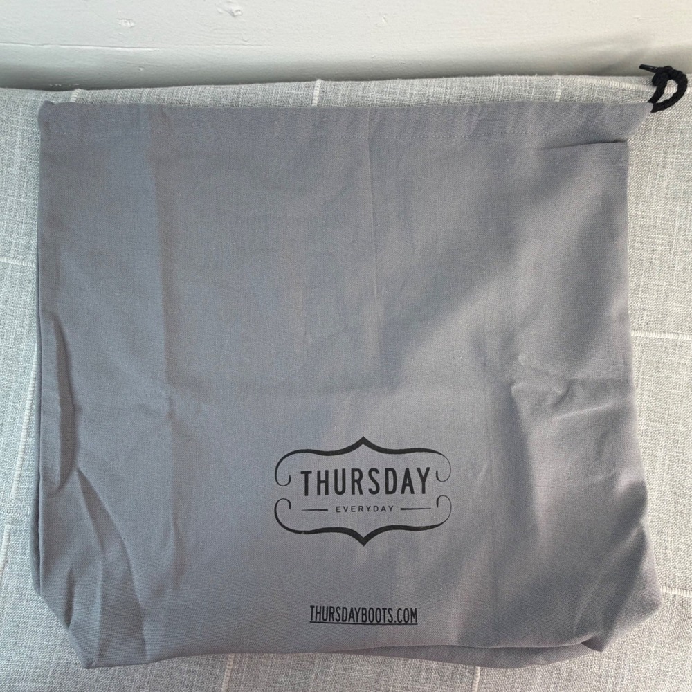 Thursday Boots Dust Bag Gray 16"x15"x3.5" Drawstring